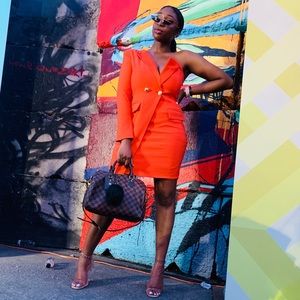 Orange Tuxedo Blazer Dress